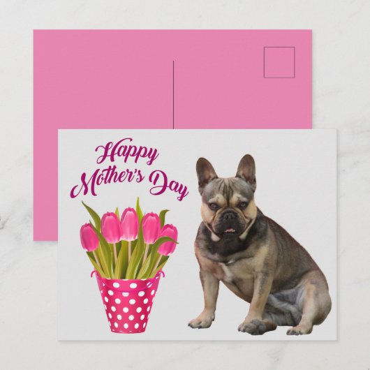 französische Bulldogge Tulpen French Bulldog Briefkaart (Voorkant / Achterkant)