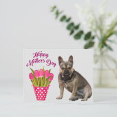 französische Bulldogge Tulpen French Bulldog Briefkaart (Staand voorkant)