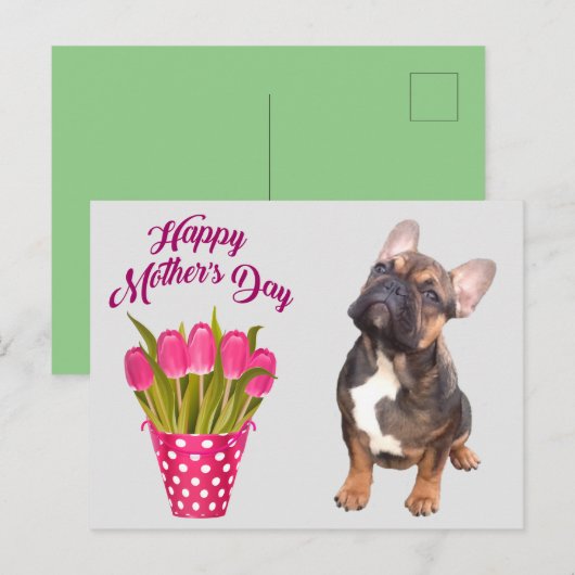 französische Bulldogge Tulpen French Bulldog Briefkaart (Voorkant / Achterkant)