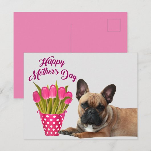 französische Bulldogge Tulpen French Bulldog Briefkaart (Voorkant / Achterkant)