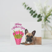 französische Bulldogge Tulpen French Bulldog Briefkaart (Staand voorkant)