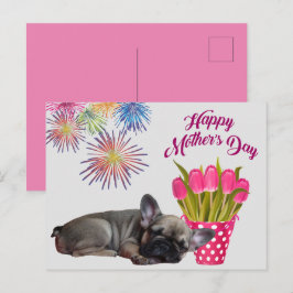 französische Bulldogge Tulpen French Bulldog Briefkaart
