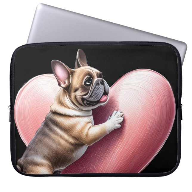 Französische Bulldogge Valentinstag French Bulldog Laptop Sleeve (Voorkant)