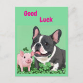 Französische Bulldogge viel Glück French Bulldog Briefkaart (Voorkant)
