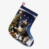 Französische Bulldogge Weihnachten Baum Grote Kerstsok (Voorkant (Hangend))