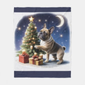 Französische Bulldogge Weihnachtsbaum Bulldog Fleece Deken (Voorkant)