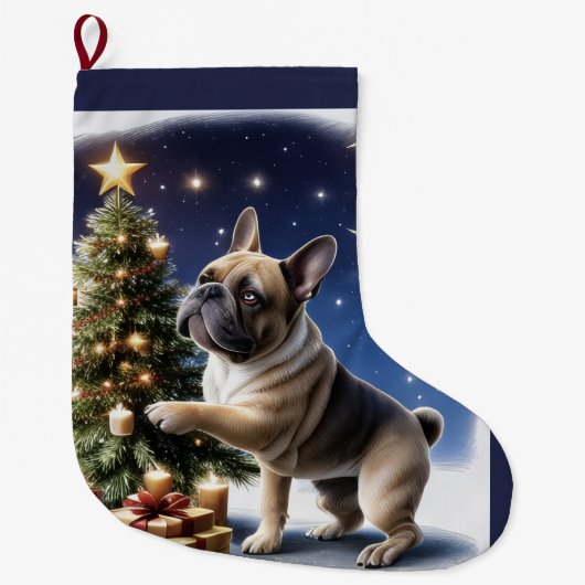Französische Bulldogge Weihnachtsbaum Bulldog Grote Kerstsok (Voorkant)