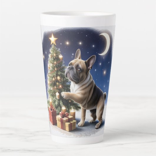 Französische Bulldogge Weihnachtsbaum Bulldog Latte Mok (Voorkant)