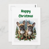 Französische Bulldogge  Weihnachtskranz Bulldog Briefkaart (Voorkant / Achterkant)