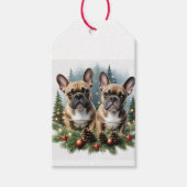 Französische Bulldogge  Weihnachtskranz Bulldog Cadeaulabel (Voorkant)