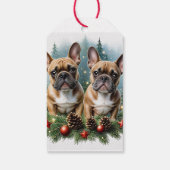 Französische Bulldogge  Weihnachtskranz Bulldog Cadeaulabel (Achterkant)