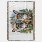 Französische Bulldogge Weihnachtskranz Bulldog Deken (Voorkant Verticaal)
