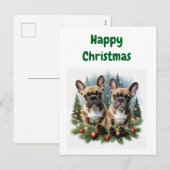 Französische Bulldogge Weihnachtskranz Bulldog Feestdagenkaart (Voorkant / Achterkant)
