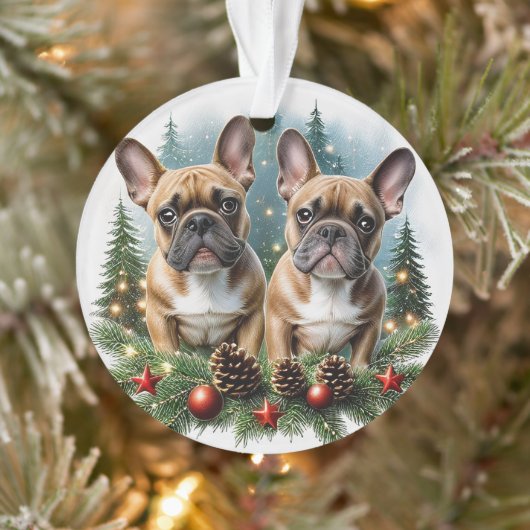 Französische Bulldogge  Weihnachtskranz Bulldog Ornament (Boom)