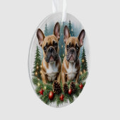 Französische Bulldogge  Weihnachtskranz Bulldog Ornament (voorkant)