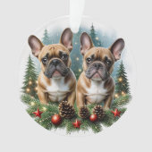 Französische Bulldogge  Weihnachtskranz Bulldog Ornament (voorkant)