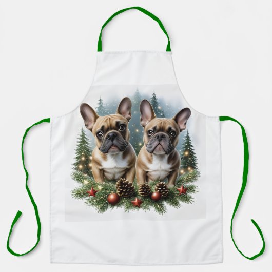 Französische Bulldogge Weihnachtskranz Bulldog Schort (Voorkant)