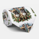Französische Bulldogge  Weihnachtskranz Bulldog Stropdas (Opgerold)
