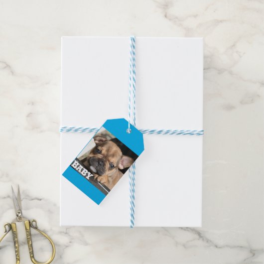 Französische Bulldogge Welpe Cadeaulabel (Met Touw)