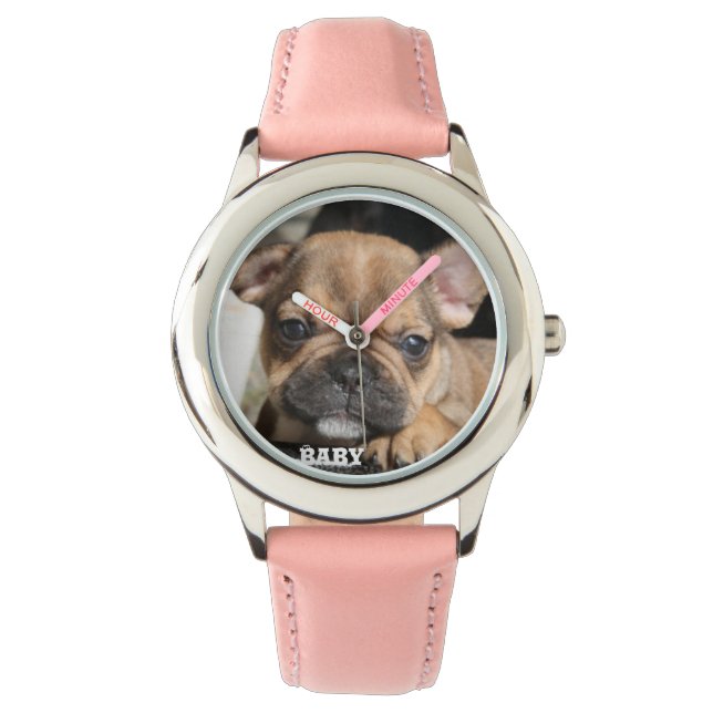 Französische Bulldogge Welpe French Bulldog Horloge (Voorkant)
