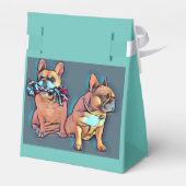 Französische Bulldogge zwei Freunde French Bulldog Bedankdoosjes (Achterkant)