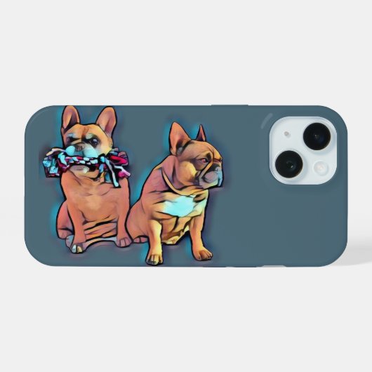 Französische Bulldogge zwei Freunde French Bulldog iPhone 15 Case (Achterkant horizontaal)