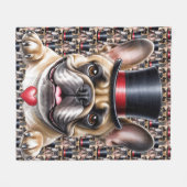 Französische Bulldogge Zylinder French Bulldog Fleece Deken (Voorkant (Horizontaal))