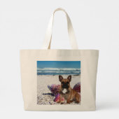 Französische Bulldoggen am Strand Tragetasche Grote Tote Bag (Achterkant)