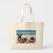 Französische Bulldoggen am Strand Tragetasche Grote Tote Bag (Voorkant)