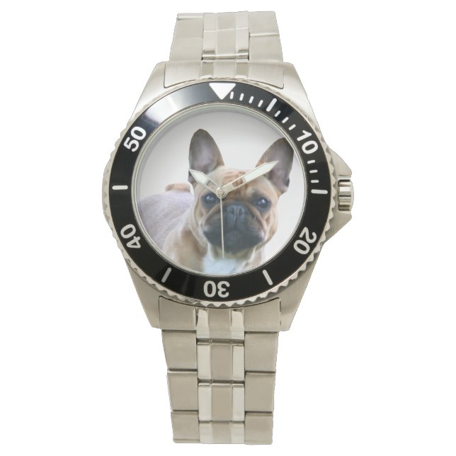 Französische Bulldoggen Armbanduhr Horloge (Voorkant)