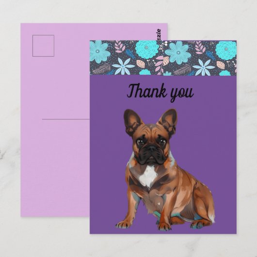 französische Bulldoggen Dankeschön French Bulldog Briefkaart (Voorkant / Achterkant)