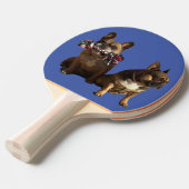 Französische Bulldoggen Freundschaft Tafeltennisbatje (Voorkant Gekanteld)