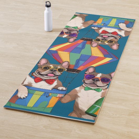 Französische Bulldoggen Frohes Neues Jahr Yogamat (In situ)