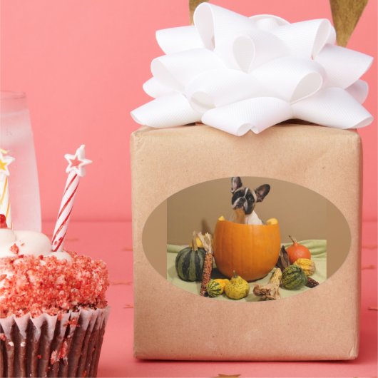 Französische Bulldoggen Halloween Aufkleber Ovale Sticker (Feest)