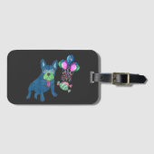 Französische Bulldoggen Happy New Year Ballon Bagagelabel (Voorkant (horizontaal))