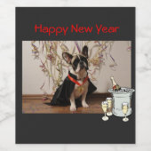französische Bulldoggen Happy New Year Etiketten (Enkel label)