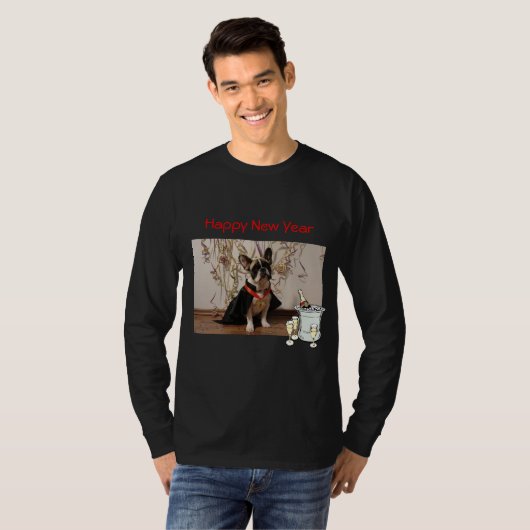 französische Bulldoggen Happy New Year shirt (Voorkant volledig)