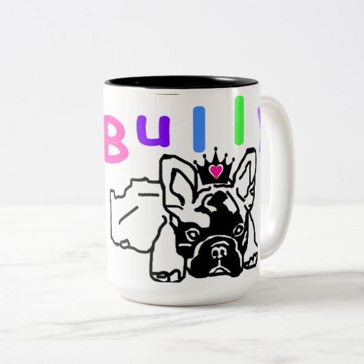 Französische Bulldoggen Kaffeebecher Tweekleurige Koffiemok (Voorkant rechts)