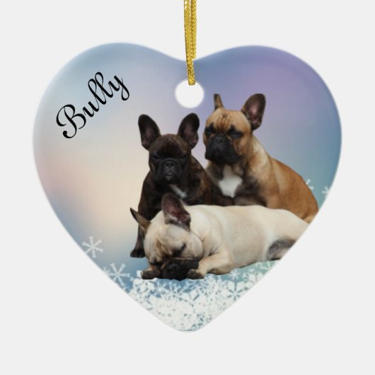 Französische Bulldoggen Keramik Ornament (Voorkant)