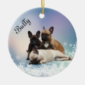 Französische Bulldoggen Keramik Ornament (Voorkant)
