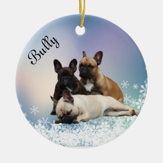 Französische Bulldoggen Keramik Ornament (Voorkant)