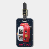 Französische Bulldoggen Kofferanhänger mit Leder Bagagelabel (Voorkant verticaal)