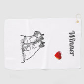 Französische Bulldoggen mit Herz French Bulldog Golfhanddoek (Horizontaal)