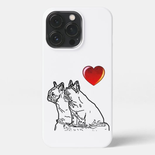 Französische Bulldoggen mit Herz French Bulldog iPhone Hoesje (Achterkant)