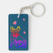 Französische Bulldoggen mit Herz Schlüsselanhänger Sleutelhanger (achterkant)