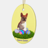 Französische Bulldoggen Ostern French Bulldog Keramisch Ornament (Links)