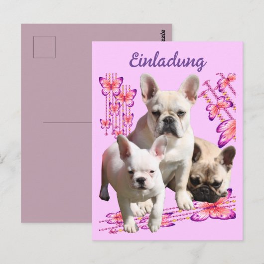 Französische Bulldoggen Schmetterling  Bulldog Briefkaart (Voorkant / Achterkant)