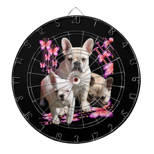 Französische Bulldoggen Schmetterling  Bulldog Dartbord (Voorkant)