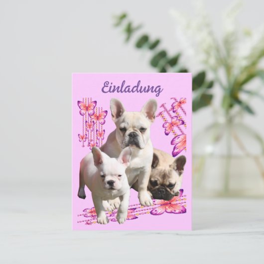 Französische Bulldoggen Schmetterlings Tag Briefkaart (Staand voorkant)