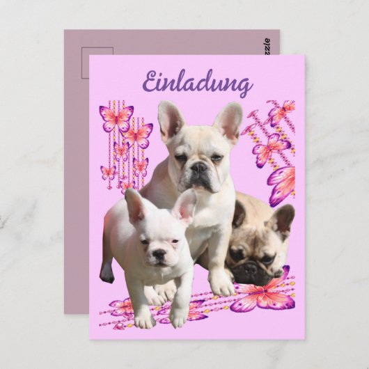 Französische Bulldoggen Schmetterlings Tag Briefkaart (Voorkant / Achterkant)